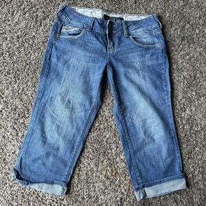 Hint Jeans Capri Women 9 Cuffed Hem Casual Relaxed Low-Rise Everyday Streetwear